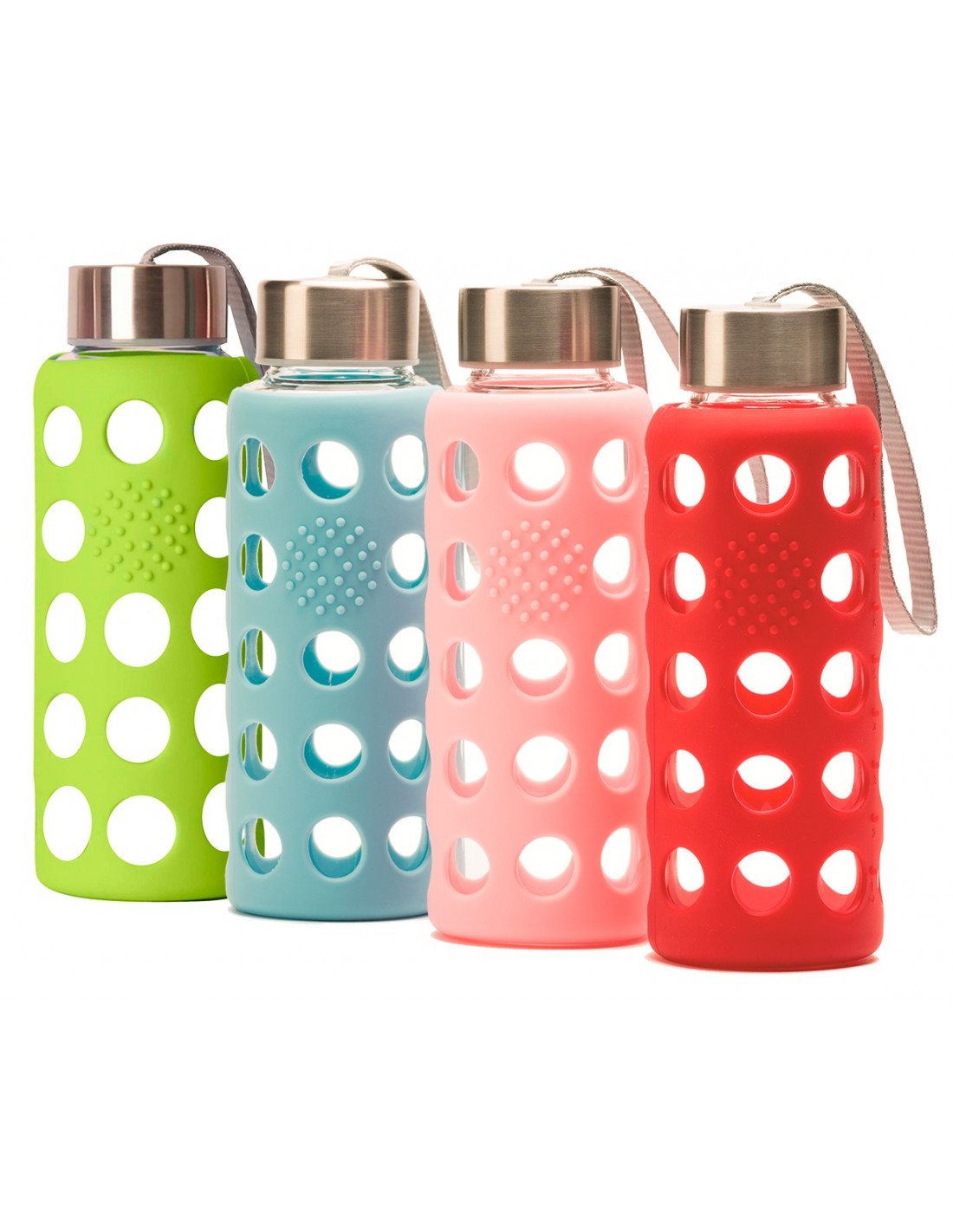  BOTELLA BBO BOROSILICATO CON SILICONA 300 ML. ROJO