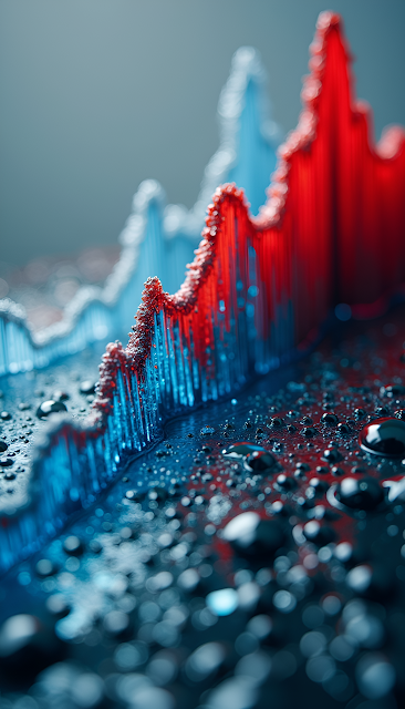 Macro Data Spikes Red Blue Water Droplets Texture - Free mobile Wallpaper