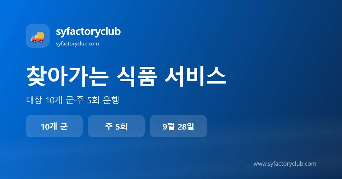 찾아가는 식품 서비스 대상 10개 군과 이동장터 운영 안내