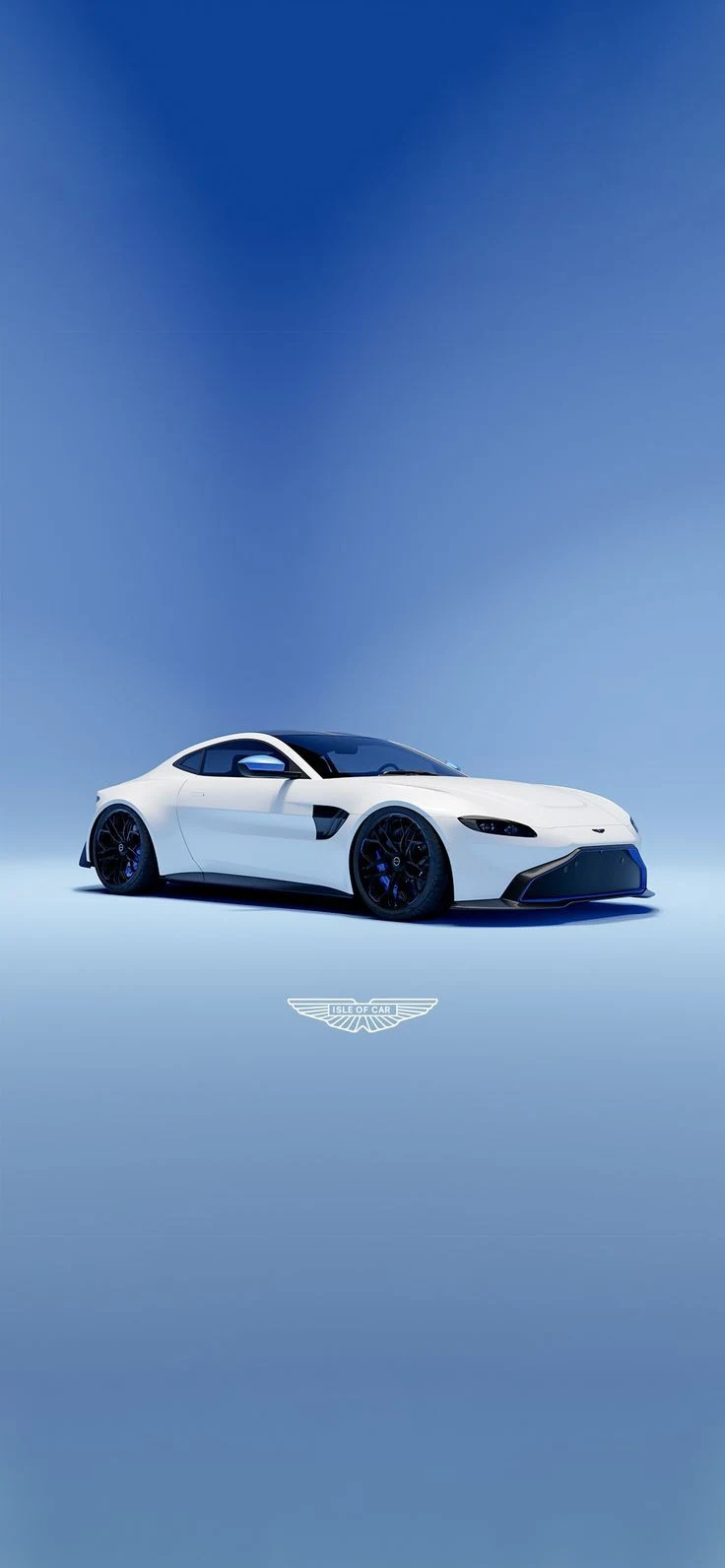 White Aston Martin Vantage - Automotive Studio Photography iPhone Wallpaper (736x1592)