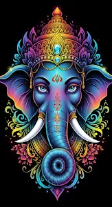 Psychedelic Ganesha Deity Portrait Art
