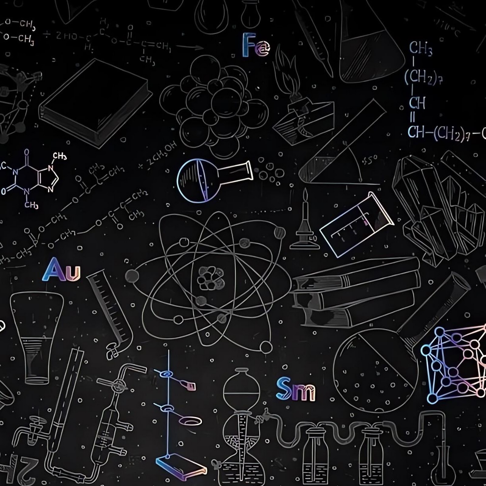 Download Chemistry Laboratory Doodle Pattern Full HD iPhone