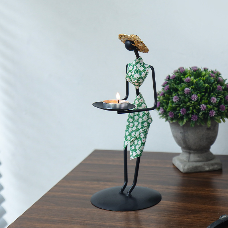 Iron candle holder, hand shape, vintage style