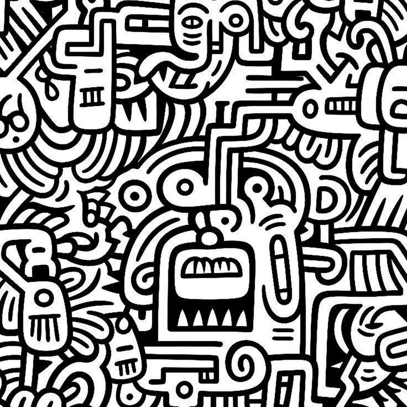 Download Black and White Doodle Pattern iPhone
