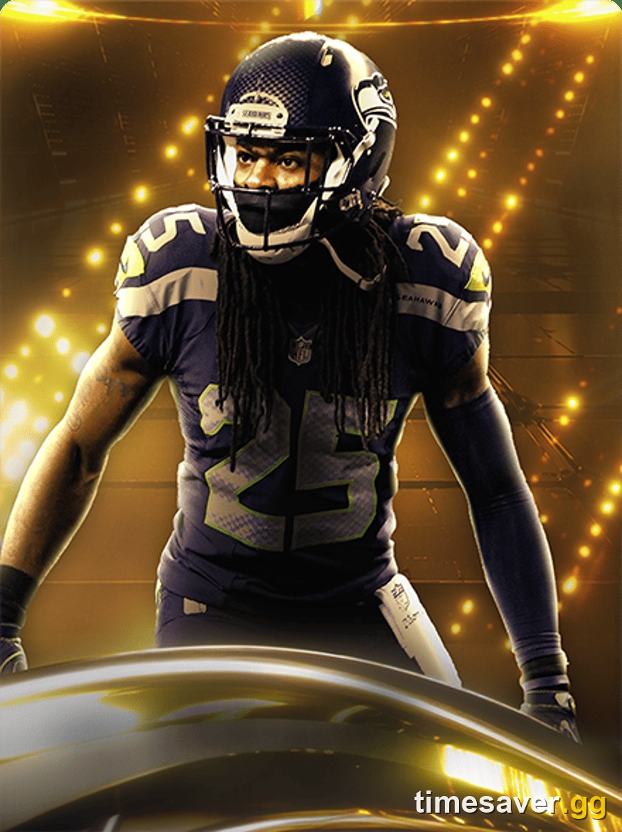 Madden NFL 27 Ultimate Team 86 OVR Richard Sherman Legends card in a Seattle Seahawks uniform