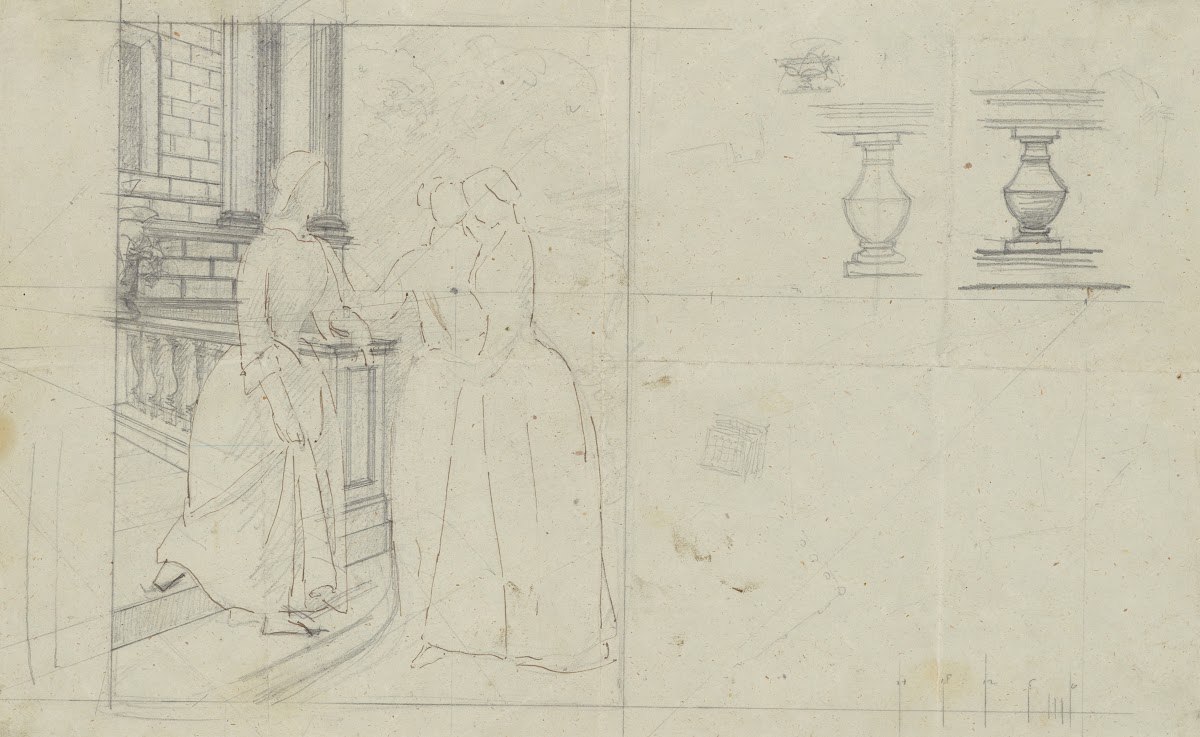 Szkic kompozycji z trzema kobietami 1840