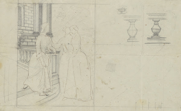 Szkic kompozycji z trzema kobietami 1840