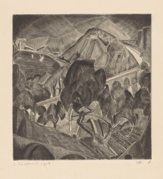 Berglandschap met aquaduct LAqueduc 1912