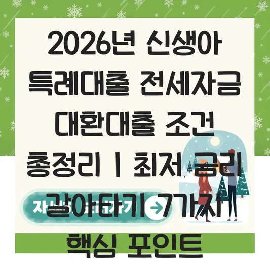 신생아 특례대출 전세자금 대환대출 조건 및 최저 금리 갈아타기 대표 이미지