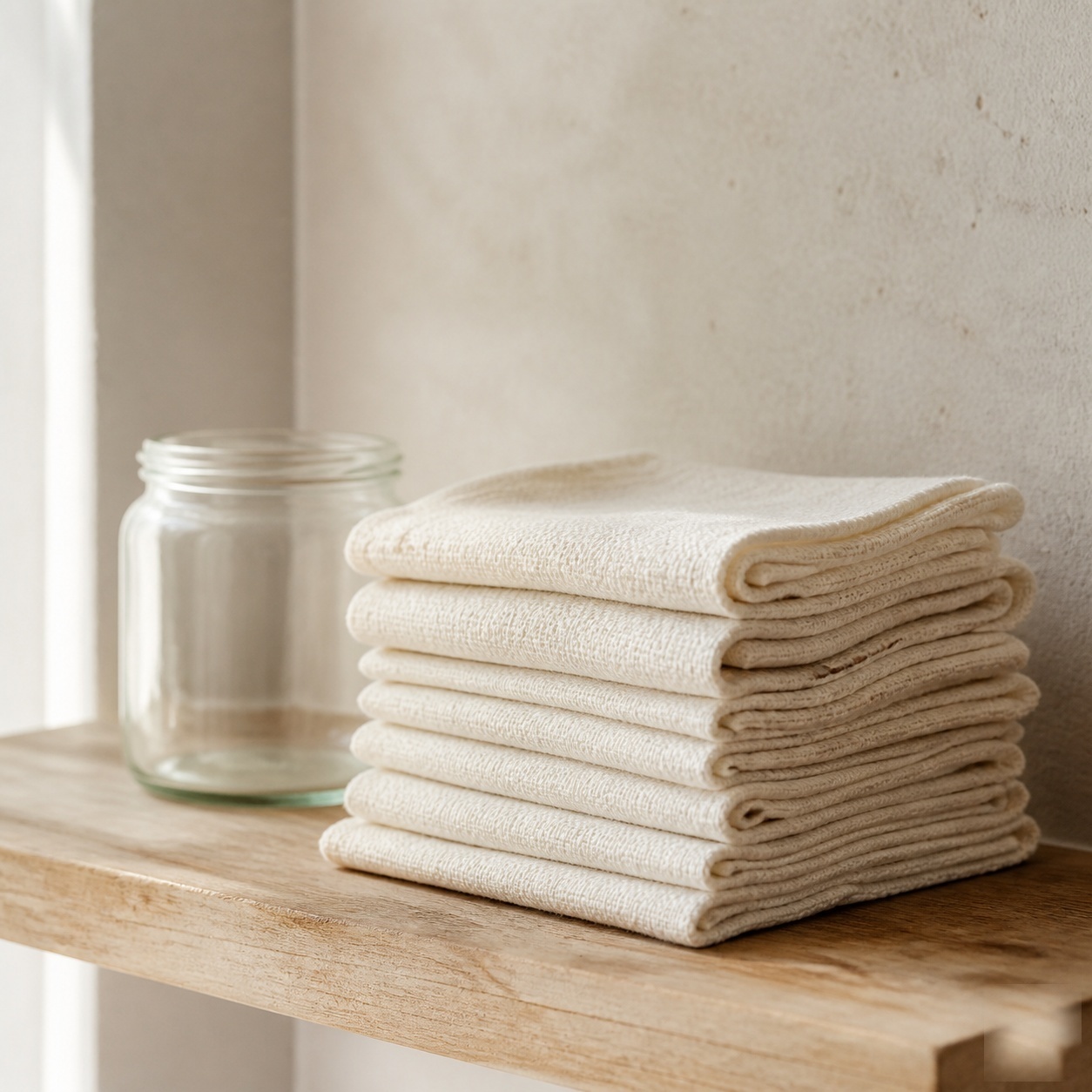 things I stopped buying simple living — folded linen face cloths instead of makeup wipes