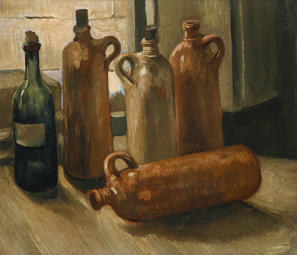 Stillleben mit fünf Flaschen 1884