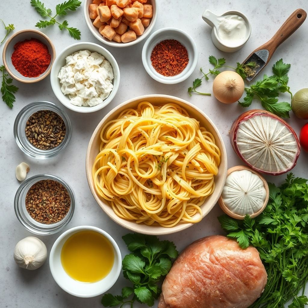 Ingredients for Creamy Pistachio Pasta Recipe Ready in 25 Minutes – Easy Weeknight Comfort