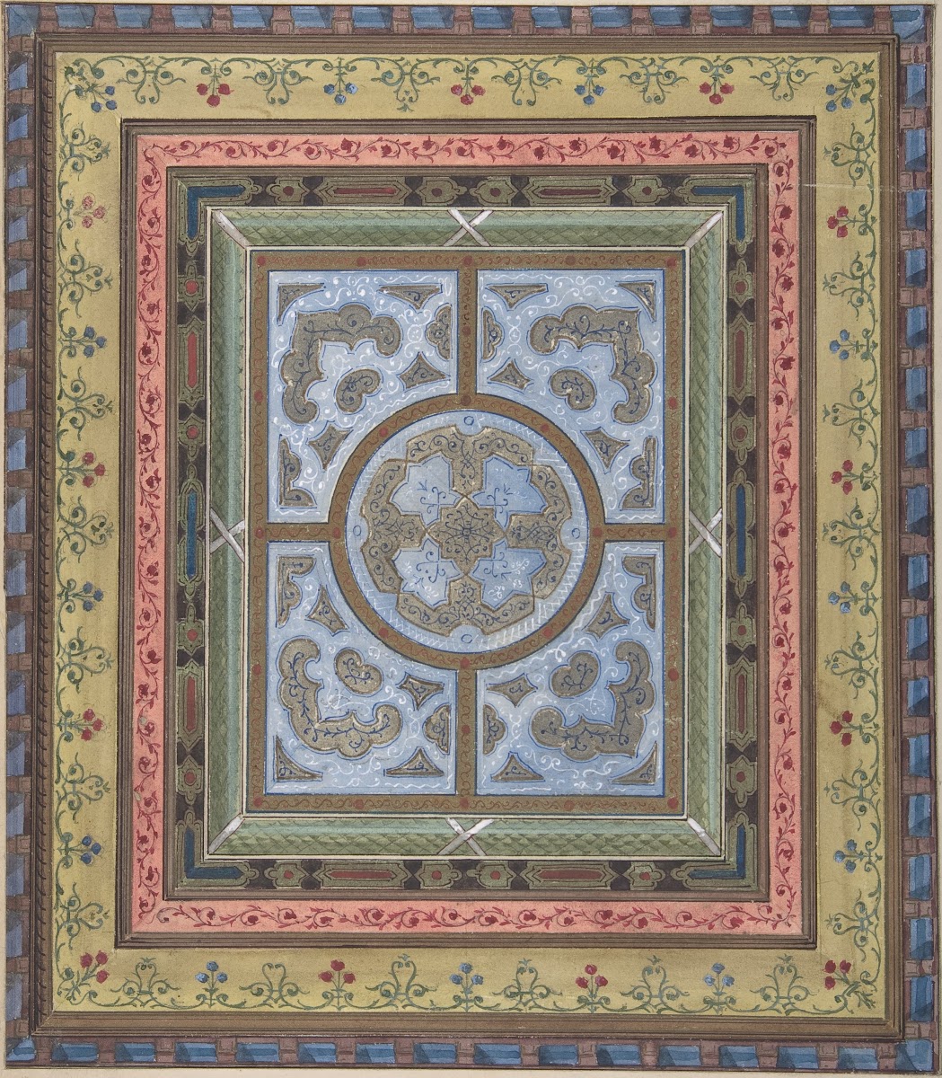 Design for Ceiling with Plant and Arabesque Decoration 19th century