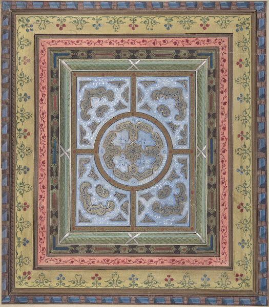 Design for Ceiling with Plant and Arabesque Decoration 19th century