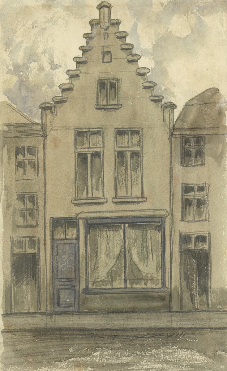 ATekening Sint Antoniusstraat en B Kastanjes en kastanjebladeren 1928