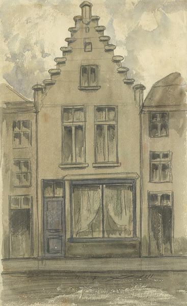 ATekening Sint Antoniusstraat en B Kastanjes en kastanjebladeren 1928
