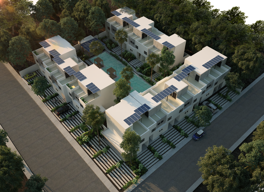 Fabula 3 bedroom townhome aerial render