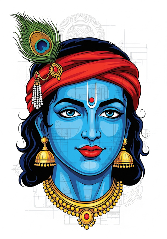 Blue-Skinned Krishna Pop Art