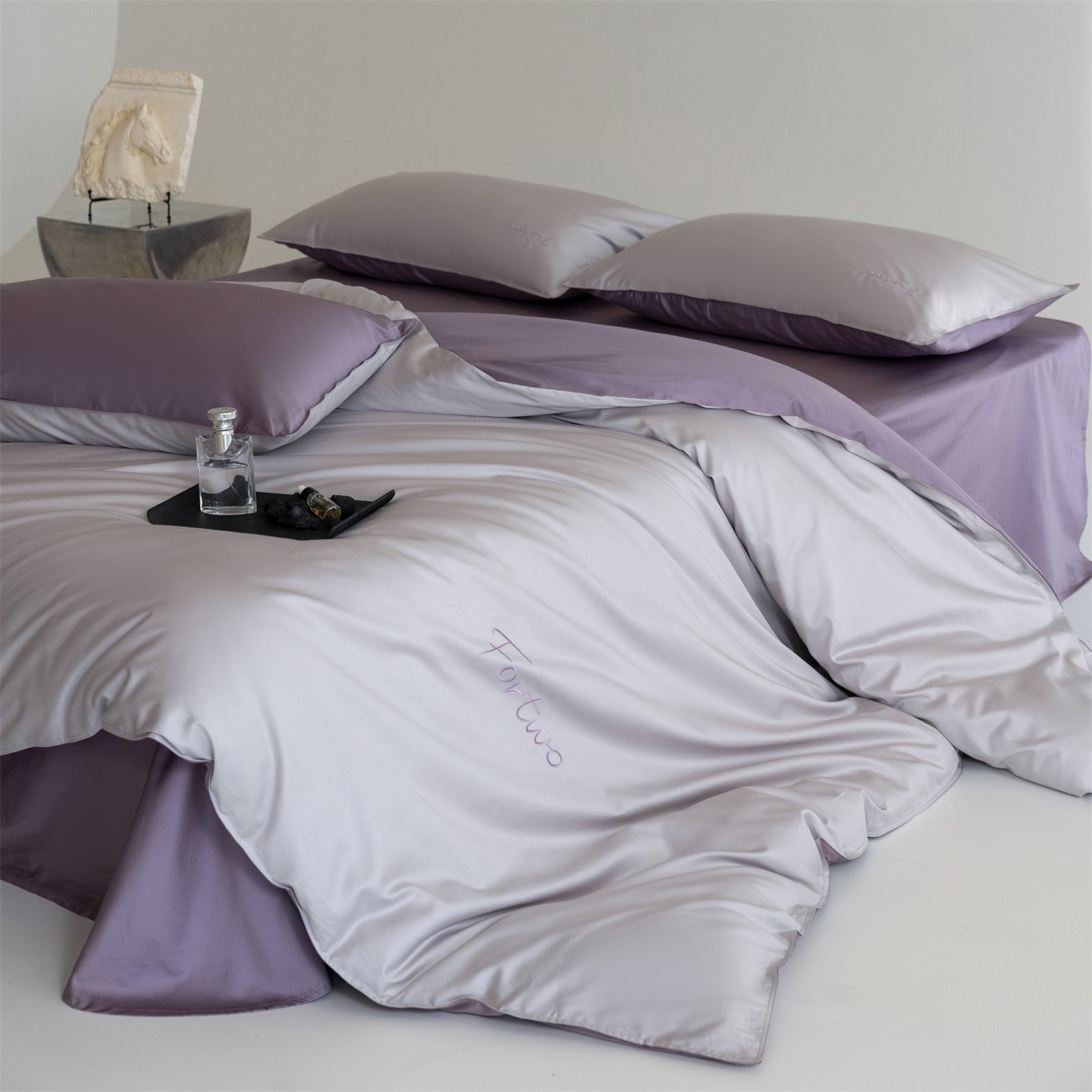 Bedding set, 4-piece, cotton, minimalist