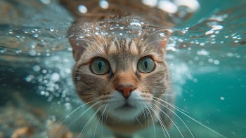 Cat Underwater Wallpaper