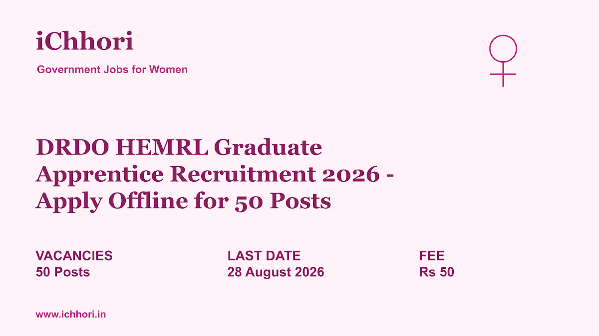 DRDO HEMRL Graduate Apprentice Recruitment 2026 - Apply Offline for 50 Posts - iChhori