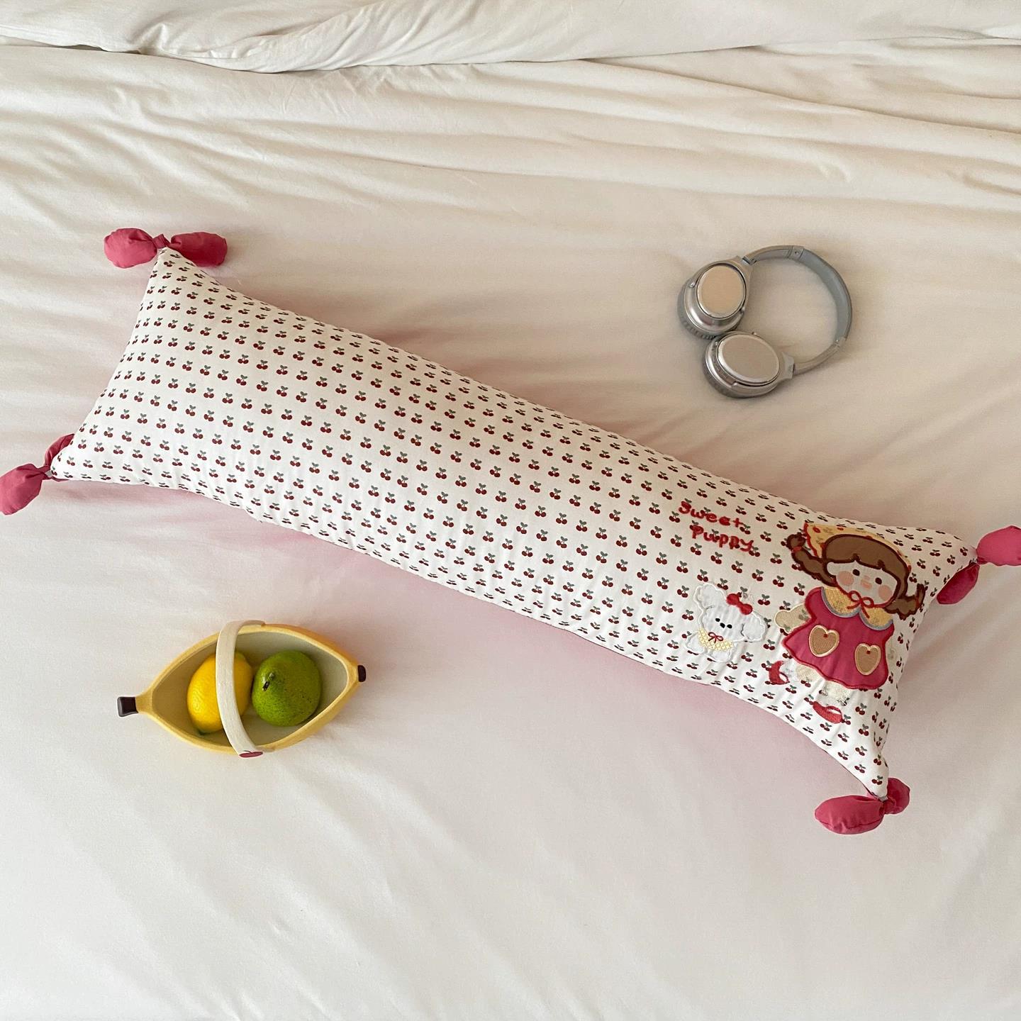 Long Cotton Nursing Pillow, Removable Cover