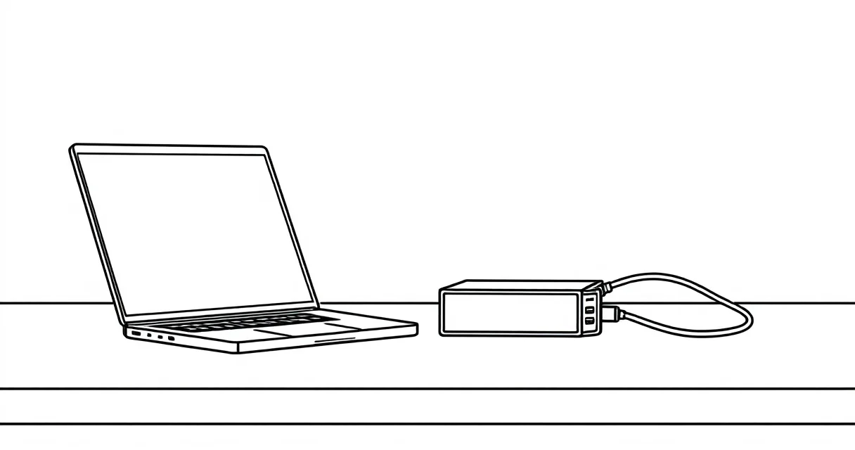 코어 울트라 프로세서 영상 편집 성능 노트북과 USB 드라이브 이미지
