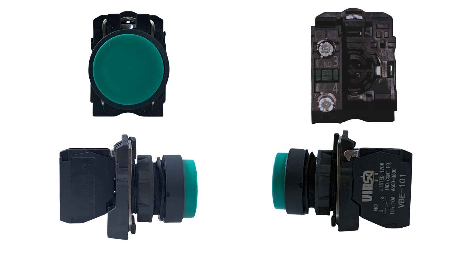 Extended Flush Button KB5AE31 Green 1N/O