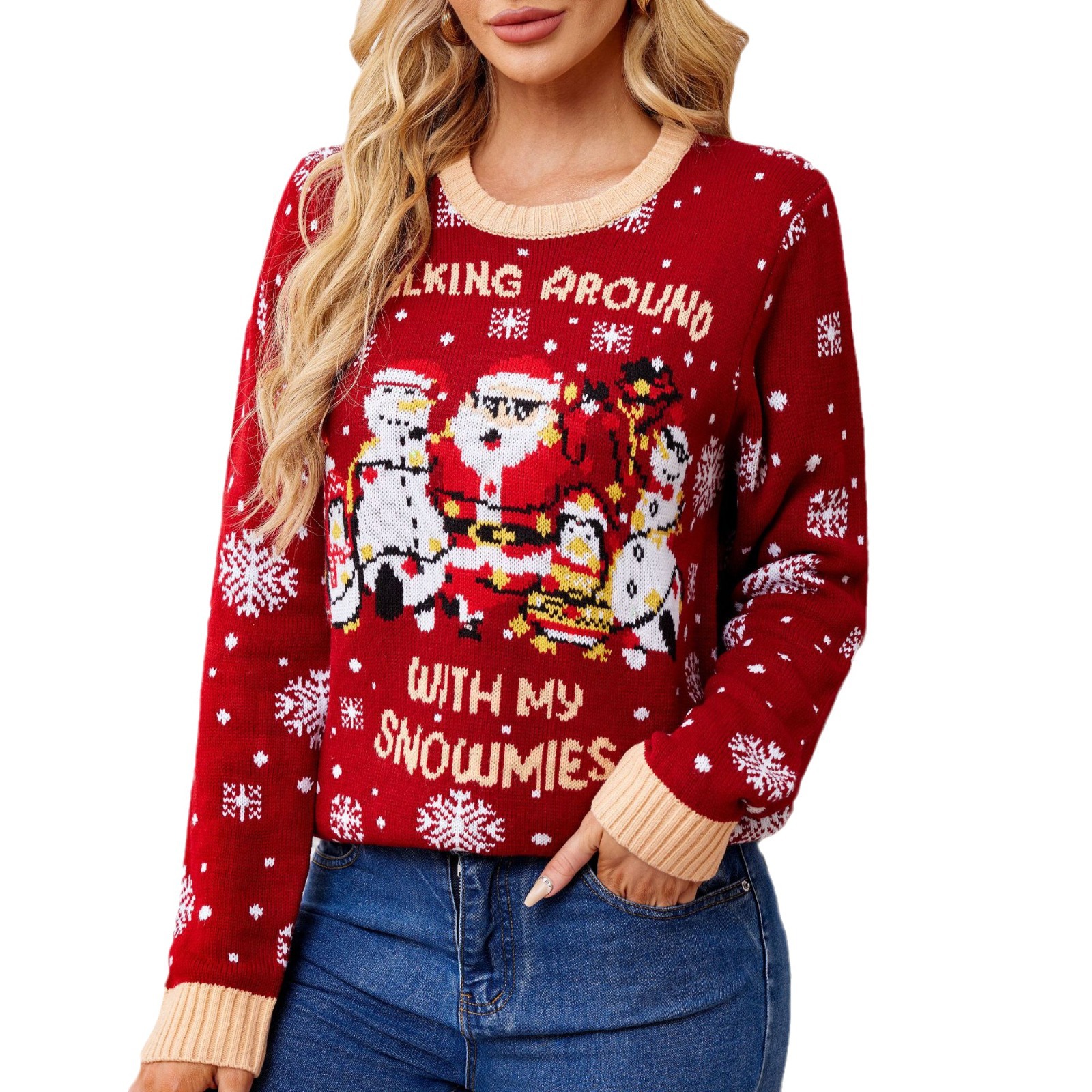 Women's Christmas Sweater with Snowflake Pattern