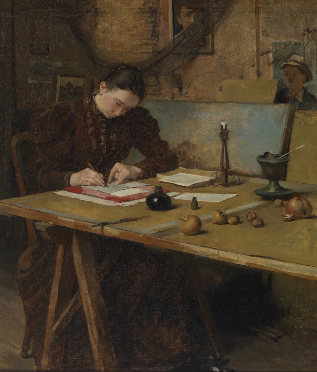 Portret van Cobi Arntzenius Witsen in het atelier op Ewijkshoeve 1896