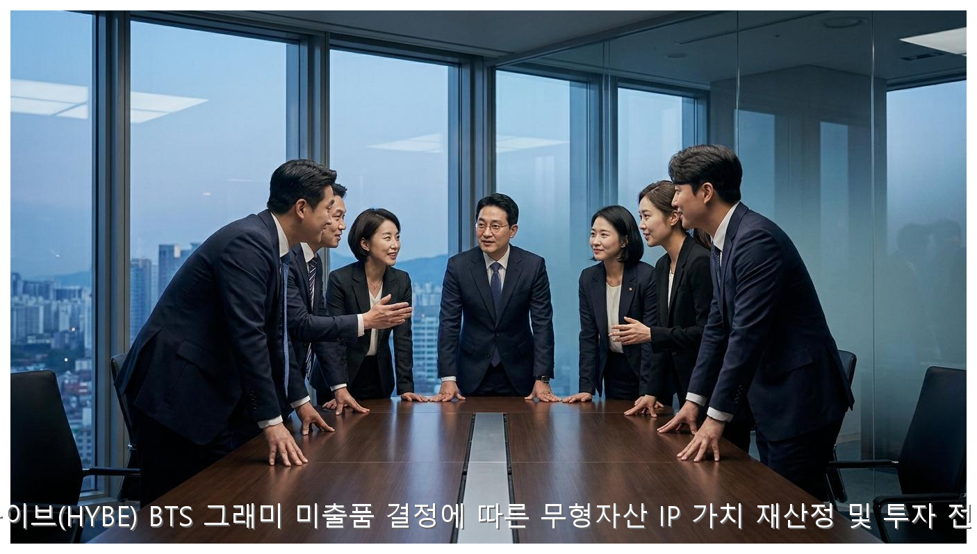 하이브(HYBE) BTS 그래미 미출품 결정에 따른 무형자산 IP 가치 재산정 및 투자 전략 핵심 안내 및 분석 인포그래픽 (6)