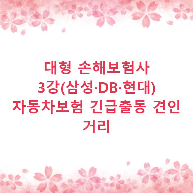 대형 손해보험사 3강(삼성·DB·현대) 자동차보험 긴급출동 견인 거리