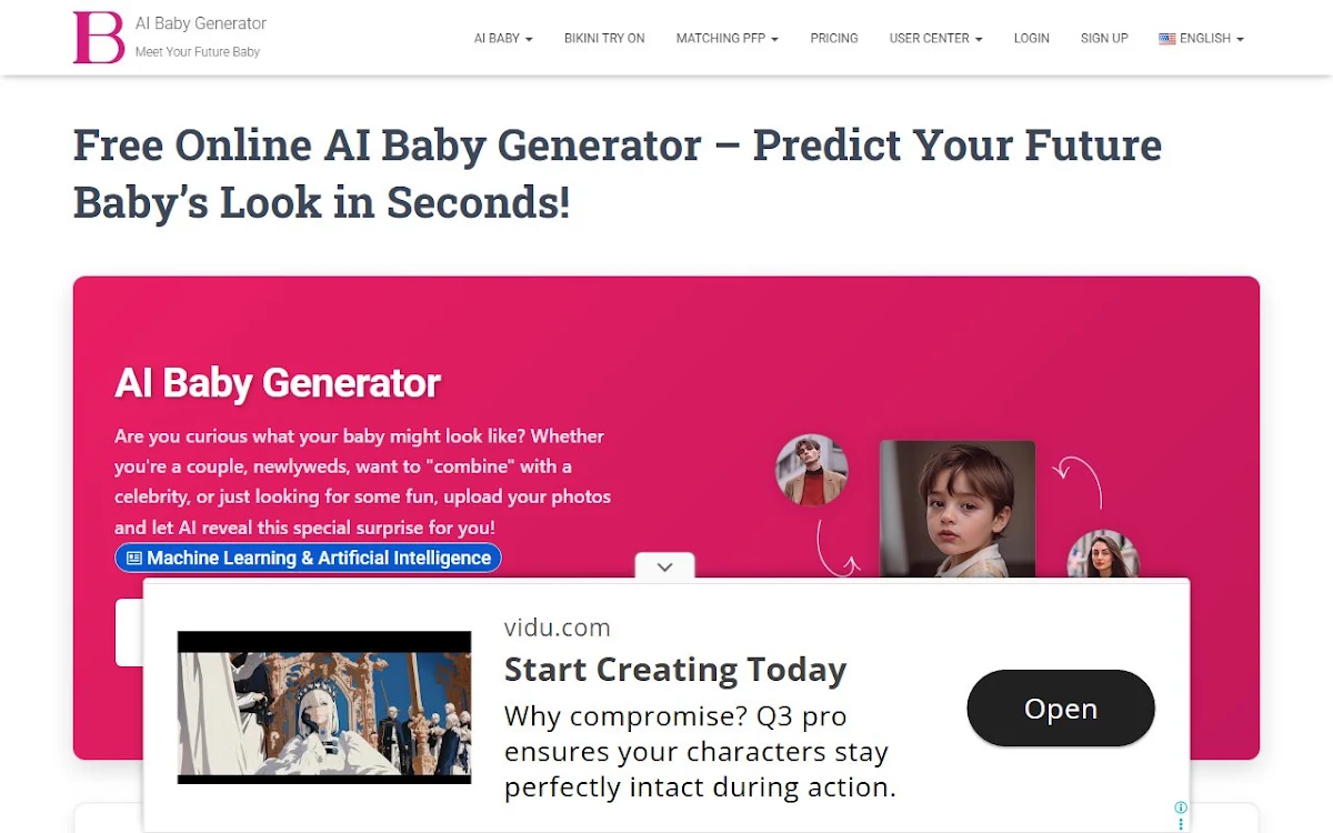 Captura de Online AI Baby Generator