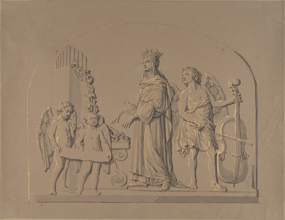 Saint Cecilia at the Organ Flanked by Angels Making Music