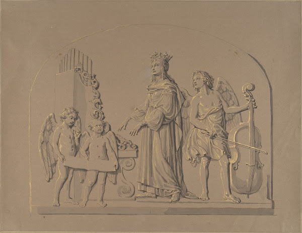 Saint Cecilia at the Organ Flanked by Angels Making Music