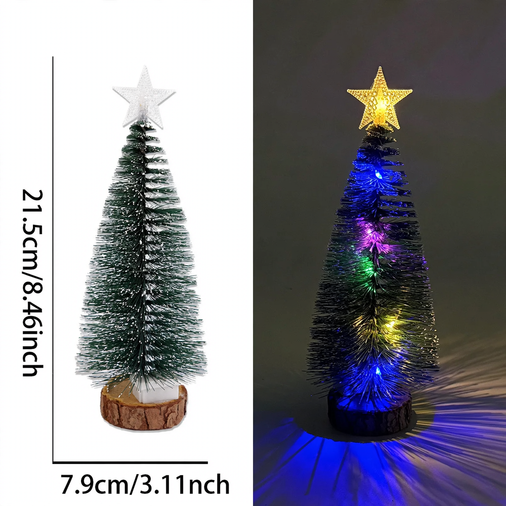 Illuminated mini Christmas tree with star, various sizes