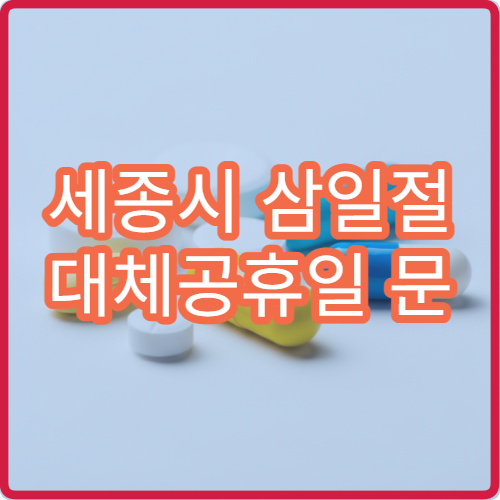 세종시 삼일절 대체공휴일 문 여는 약국 어디? 당번약국 영업시간 및 공휴일 조제 가능 여부 안내