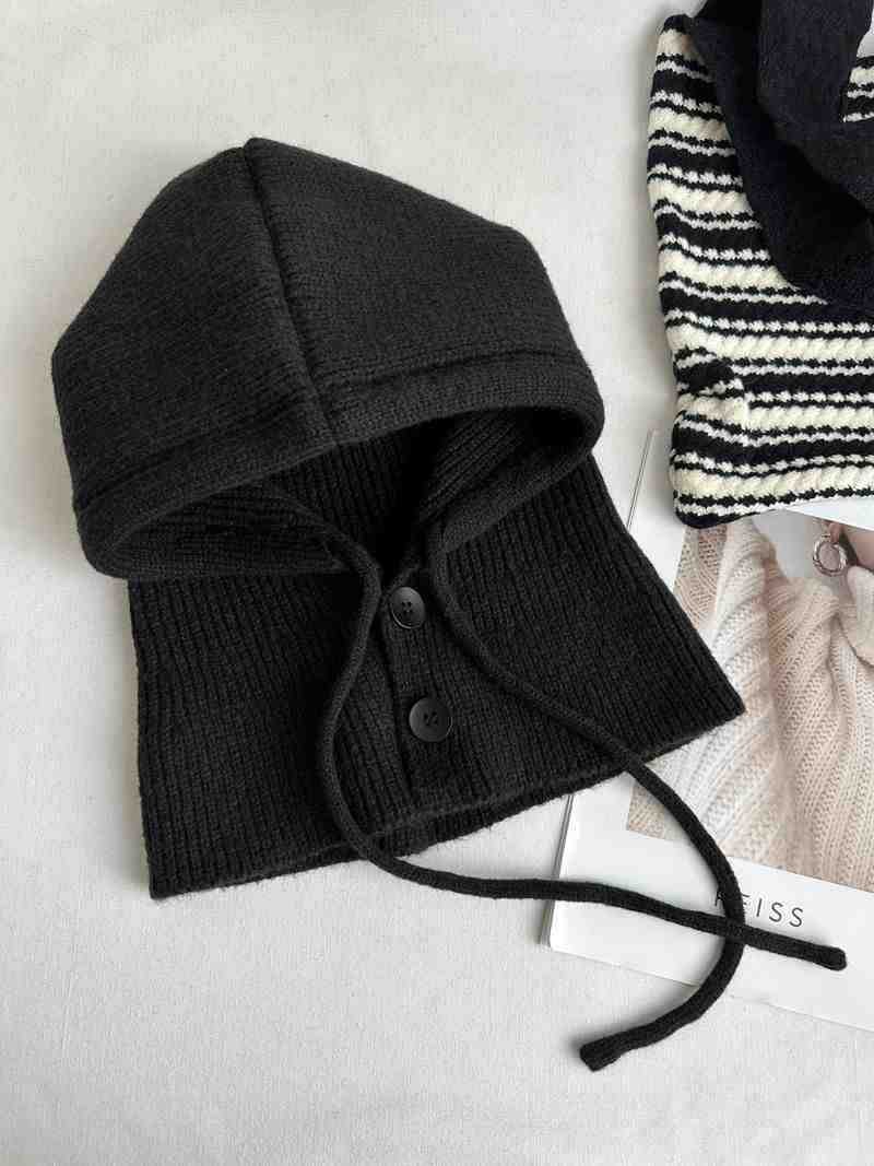 Strickmütze mit Schal, einfarbig, warm, 2-in-1 Set