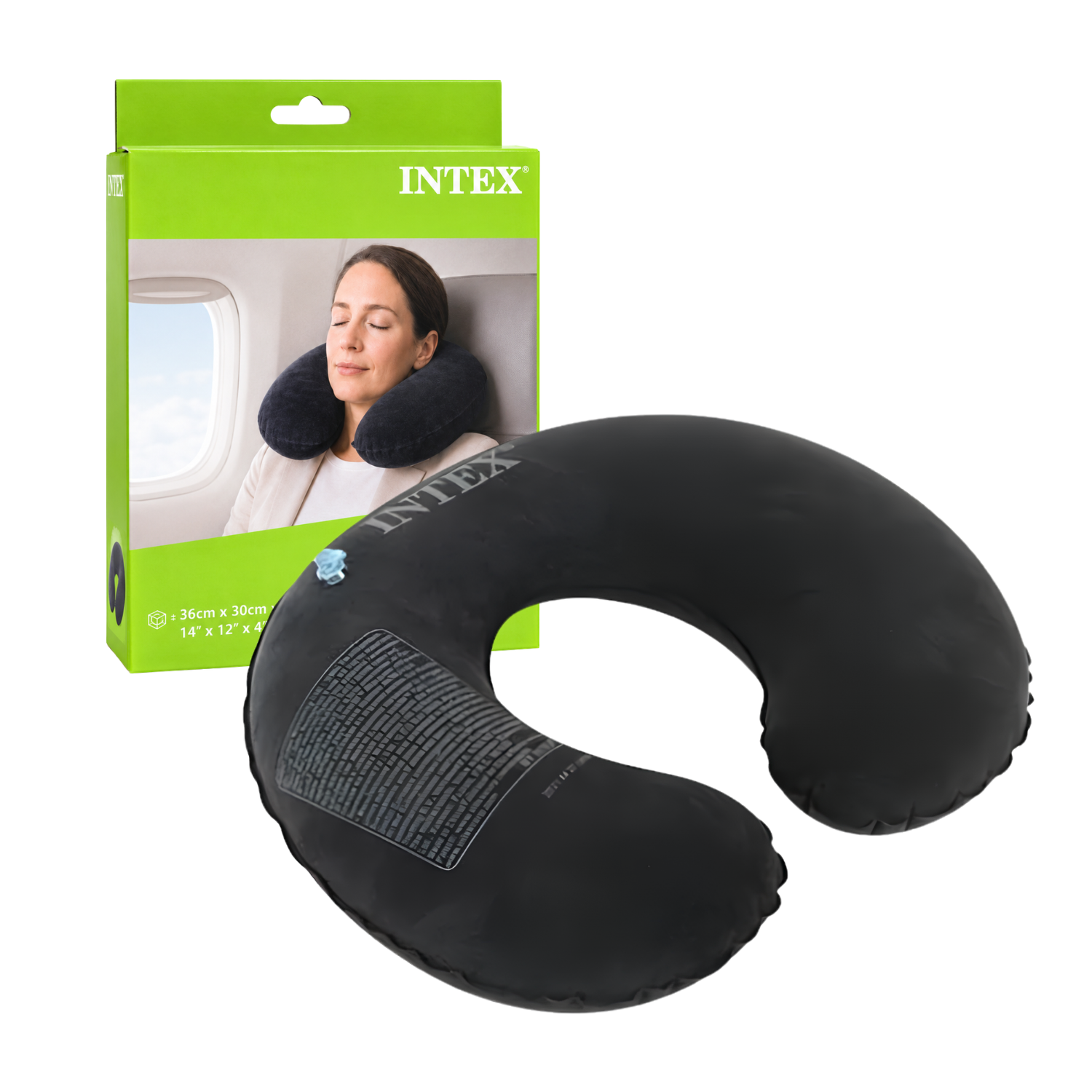Almohada para Cuello Cervical Inflable con Superficie Aterciopelada Intex 68675