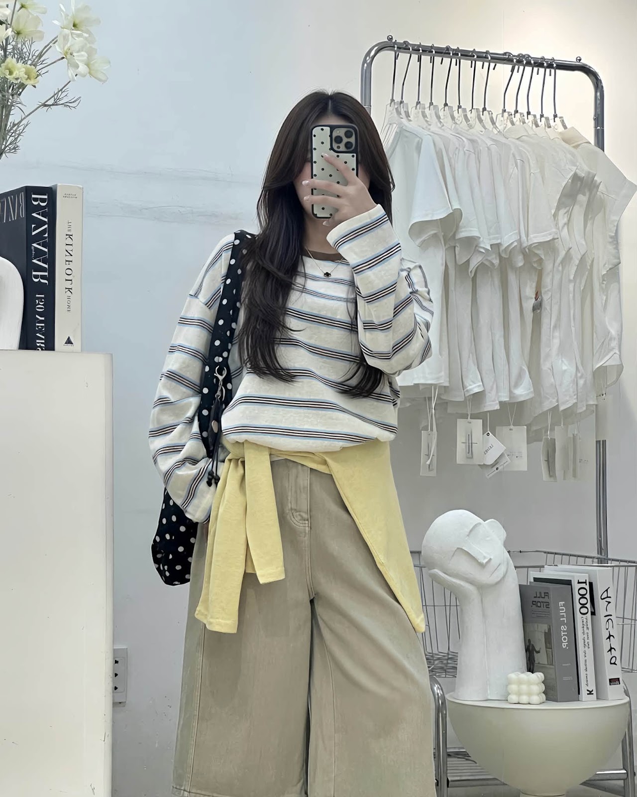 Áo thun dài tay sọc ngang thêu hình chú chó XONXEN SHOP 11355 – Image 6