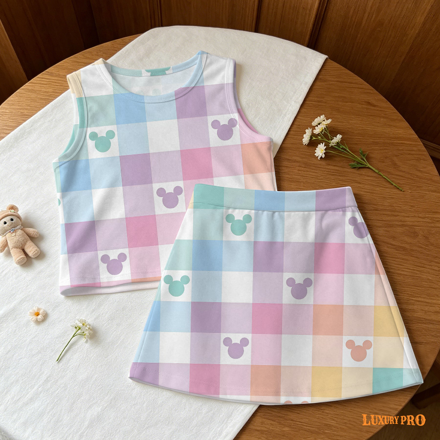 AOP Children's Sleeveless A-line Skirt Set