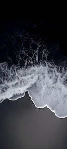 Aerial View of White Ocean Foam on Dark Black Sand Beach