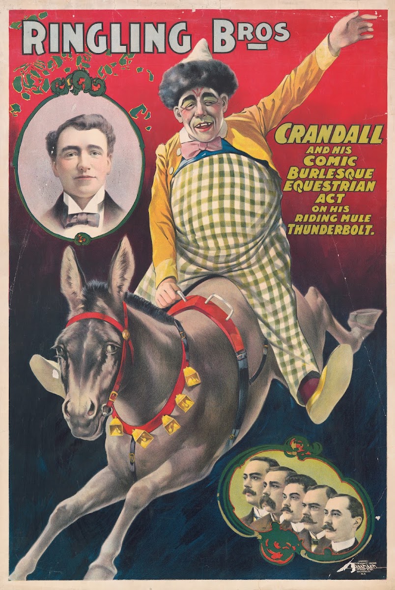 Ringling BrosCrandall and his comic burlesque equestrian act on his riding mule