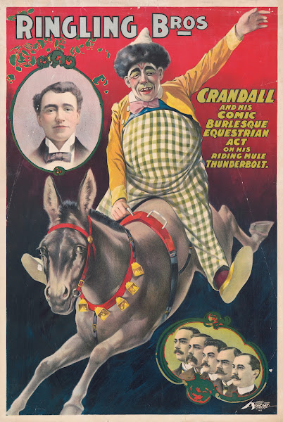 Ringling BrosCrandall and his comic burlesque equestrian act on his riding mule