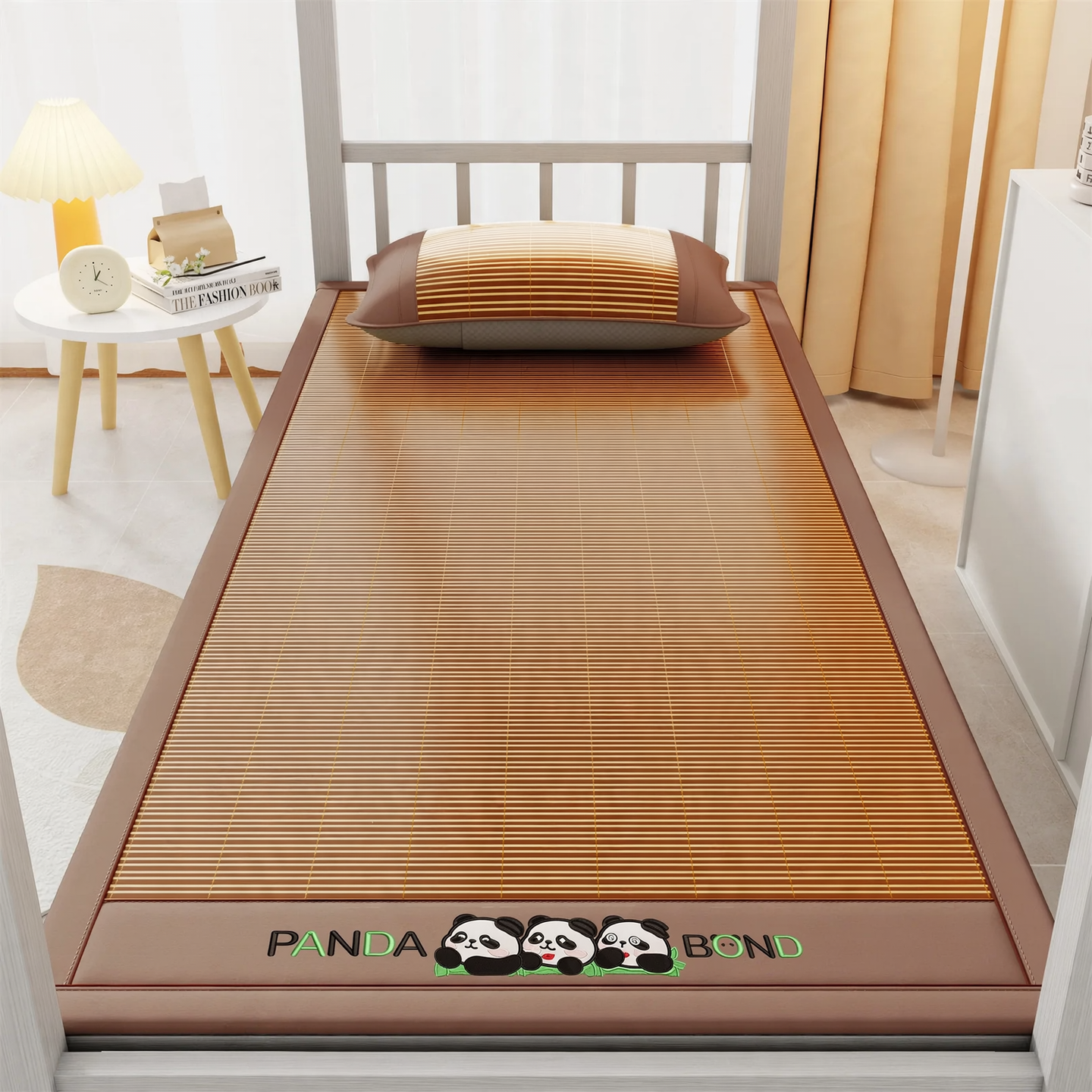 Foldable Bamboo Mat with Ice Silk Back for Student Beds