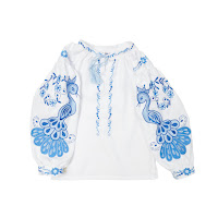 Сорочка вишиванка для дівчинки Птаха р86 синій