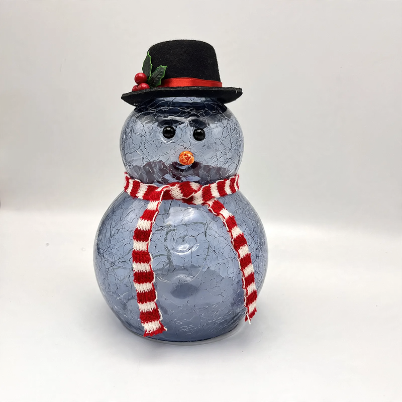 Decorative glass snowman figure with lighting