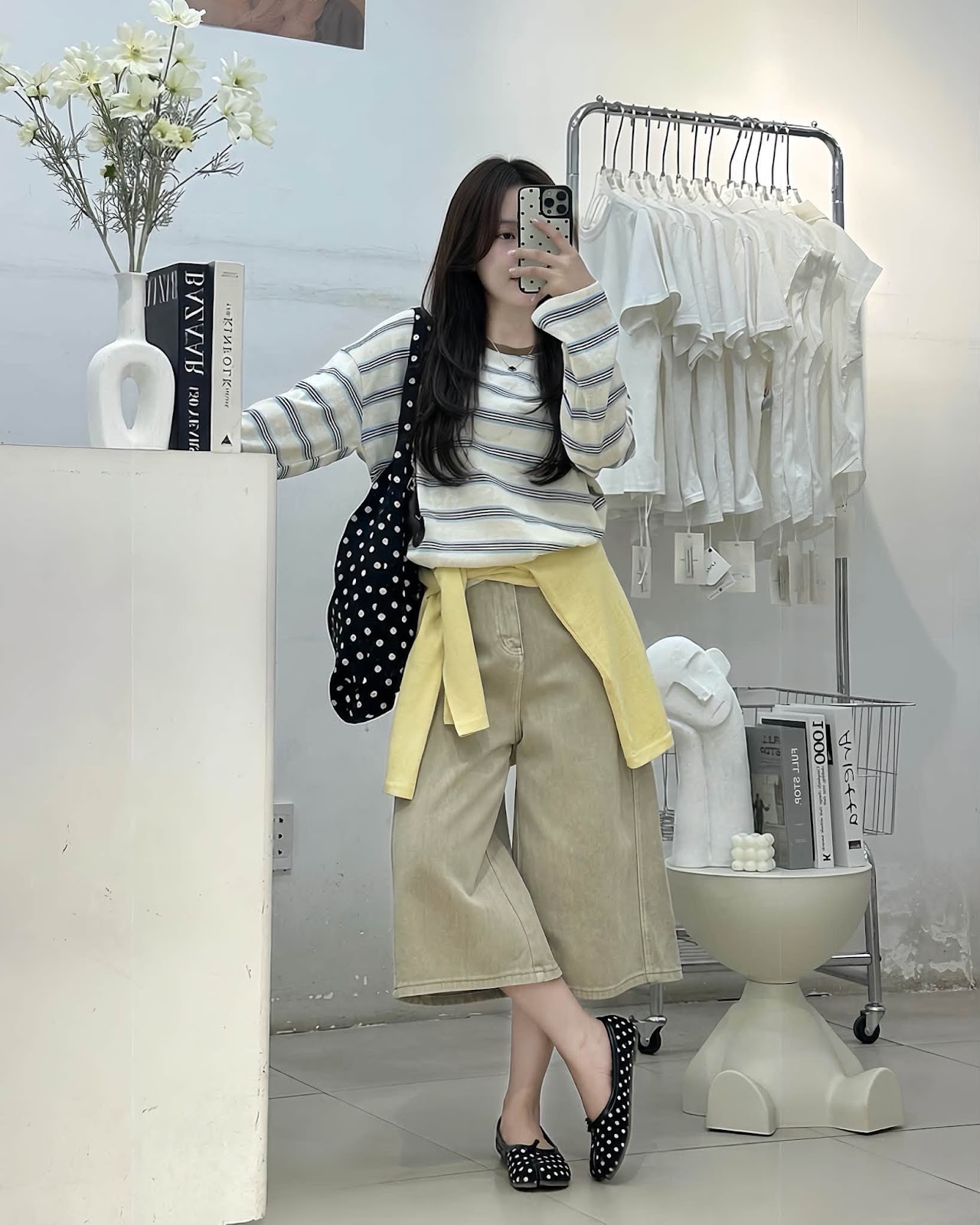 Áo thun dài tay sọc ngang thêu hình chú chó XONXEN SHOP 11355 – Image 2