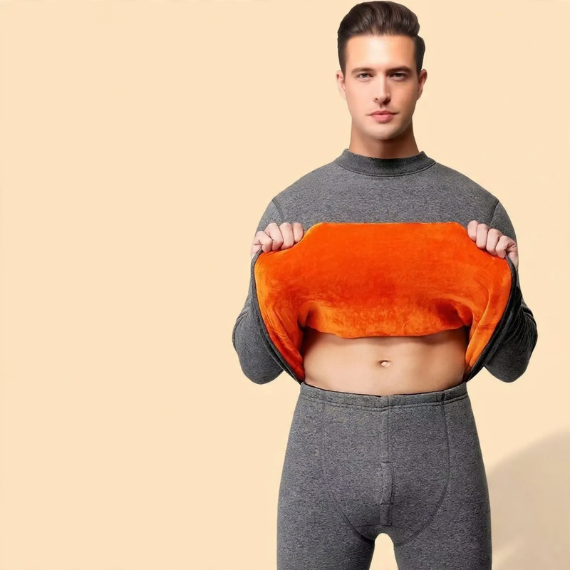 Men's thermal underwear set, insulated, crew neck
