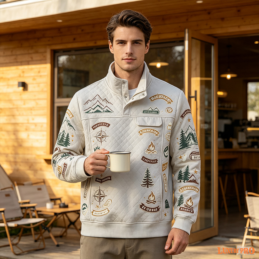 2D Waffle collar buttoned long-sleeved shirt